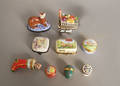 Nine enamel and porcelain boxes