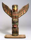 Northwest Coast Polychrome Carved Wood Totem Pole