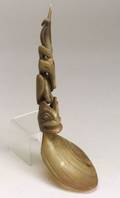 Northwest Coast Carved Horn Ladle and Plains Beaded Hide Pouch