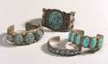 Four Southwest Silver and Turquoise Bracelets