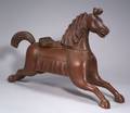 Red Painted Carved Pine Horse Figure