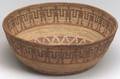 California Pictorial Polychrome Coiled Basketry Bowl