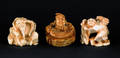 Three Japanese carved ivory netsuke 19th c