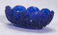 VioletBlue Pressed Lacy Glass Beaded Scroll Pattern Salt