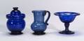 Three Pieces of Cobalt Blue Freeblown Glass