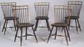 Set of Five Black Painted Birdcage Windsor Side Chairs