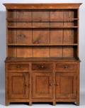 Dark Maple and Cherry Pewter TwoPart Dresser