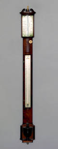 English mahogany bowfront stick barometer ca 1800