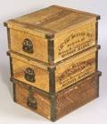 Three Iron Mounted Faux Grain Painted Wooden and SlateLined Butter Boxes