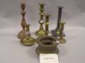 Approximately Twentyone Brass Silver Plated and Copper Candlesticks