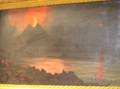 Framed Oil Depicting A Night Eruption of Mount Vesuvius