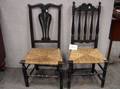 Black Painted and Linear Floral Decorated Chippendale Queen Anne and Banisterback Side Chairs
