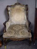 Louis XV Style Parcel Gilt Carved Walnut and Upholstered Bergere