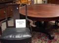 Paine Edwardian Round Mahogany Pedestalbase Extension Dining Table with Seven Chairs