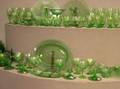 Large Assembled Etched Green Glass Table and Stemware Set