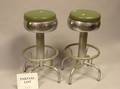 Set of Four Mid20th Century Upholstered Chrome Counter Stools