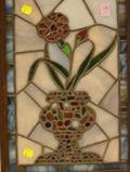 Framed Floral Leaded Stained Glass Panel