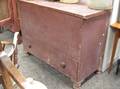 Red Painted Blanket Chest over Long Drawer