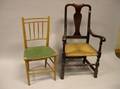 Queen Anne Style Mahogany Armchair and a Faux Bamboo Maple Side Chair