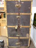 London Harness Co Brass Mounted Leatherclad Devonshire Wardrobe Trunk