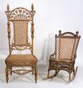 Victorian Fancy Wicker Highback Side Chair and a Rocker