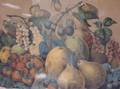 Gilt Framed Currier  Ives Colored Lithograph Print Summer Fruits