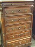 Renaissance Revival Walnut Tall Chest of Six Drawers