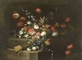 Italian School 17th18th Century Style Formal Floral Still Life With Tulips Carnations and Morning Glories