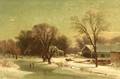 Benjamin Champney American 18171907 Skating on the Duck PondA Farm View