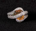 18K white gold stamped 750 diamond and citrine ring