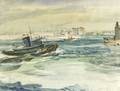 Waldo Midgley American 18881986 Tugboats on the East River