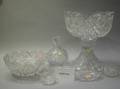 Colorless Cut Glass Punch Bowl with Pedestal and Twelve Cups a BrilliantCut Bowl a Carafe and Two Small Bowls