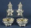 Set of Four Gorham Sterling Open Salts and Matching Pepper Shakers