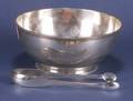 Boston Silver Bowl and Pair of Sugar Tongs