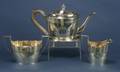 Assembled George III Four Piece Tea Service with Later Plated Tray