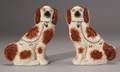 Pair of Staffordshire Pottery King Charles Spaniels