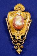 Victorian 14kt Gold and Hardstone Cameo Pendant Brooch