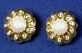 18kt Gold Cultured Pearl and Diamond Earclips