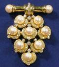 18kt Gold Diamond and Cultured Pearl Brooch