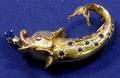 14kt Gold Sapphire and Ruby Brooch
