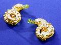 18kt Gold Emerald and Diamond Earclips