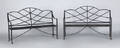 Pair of English George III painted wrought iron garden benches ca 1800