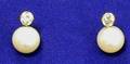 Cultured Pearl and Diamond Earrings