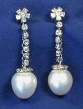 14kt Gold Diamond and Cultured Pearl Earrings