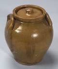 Covered Redware Pottery Jar
