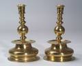 Near Pair of Large Brass Candlesticks