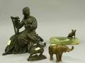 Bronze Fox Mounted Onyx Ashtray Metal Horse Elephant and a Metal Classical Figure