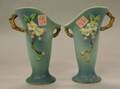 Pair of Roseville Pottery Apple Blossom Vases