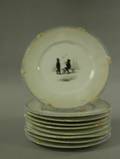 Set of Nine Silhouette Children at Play Decorated Ceramic Plates