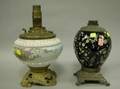 Two Decorated Glass Table Lamp Bases